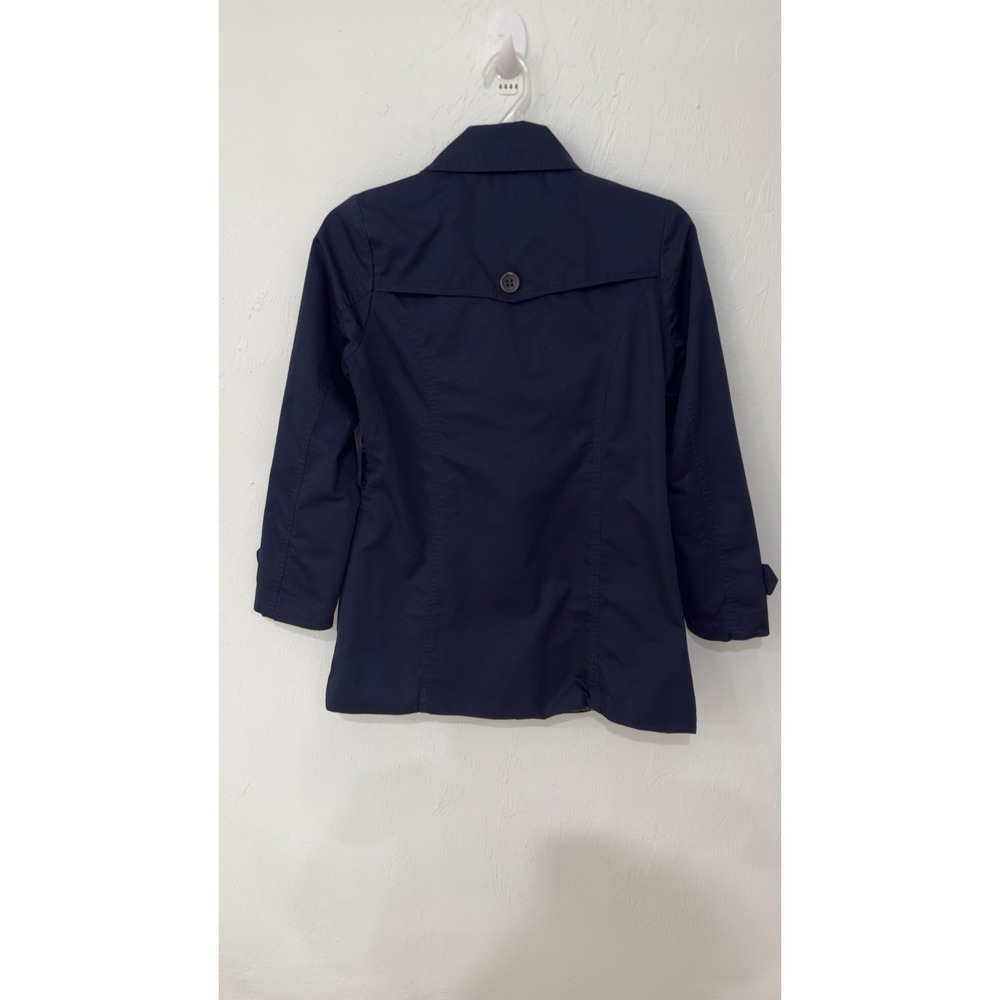 XXI Forever 21 Navy Blue Double Breasted Trench Coat Jacket Women's Medium - Picture 3 of 10